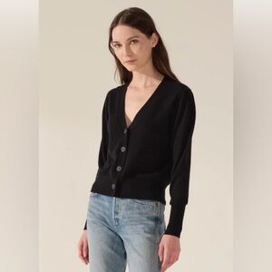 Italic Clara Airy Cashmere Puff Sleeve, Small, Black